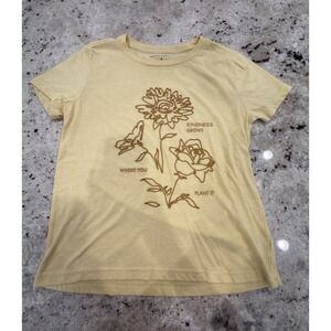 Lucky Brand Yellow Graphic Tee Floral Kindness Grows Women's S